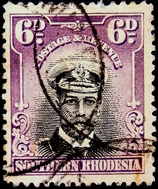 Родезия Южная 1924 год . Король Георг V в морской форме . 6 p . Каталог 8,50 фунтов .